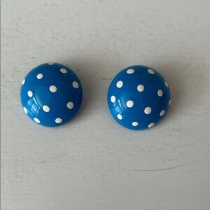 Vintage Blue Polka Dot Clip Earrings
